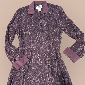Plaza South Vintage 90s Women's Purple Paisley Dress Size 10P